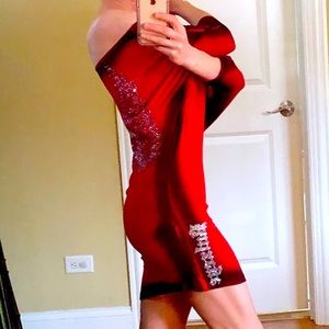 🔥Black Label deep sexy red dress.
